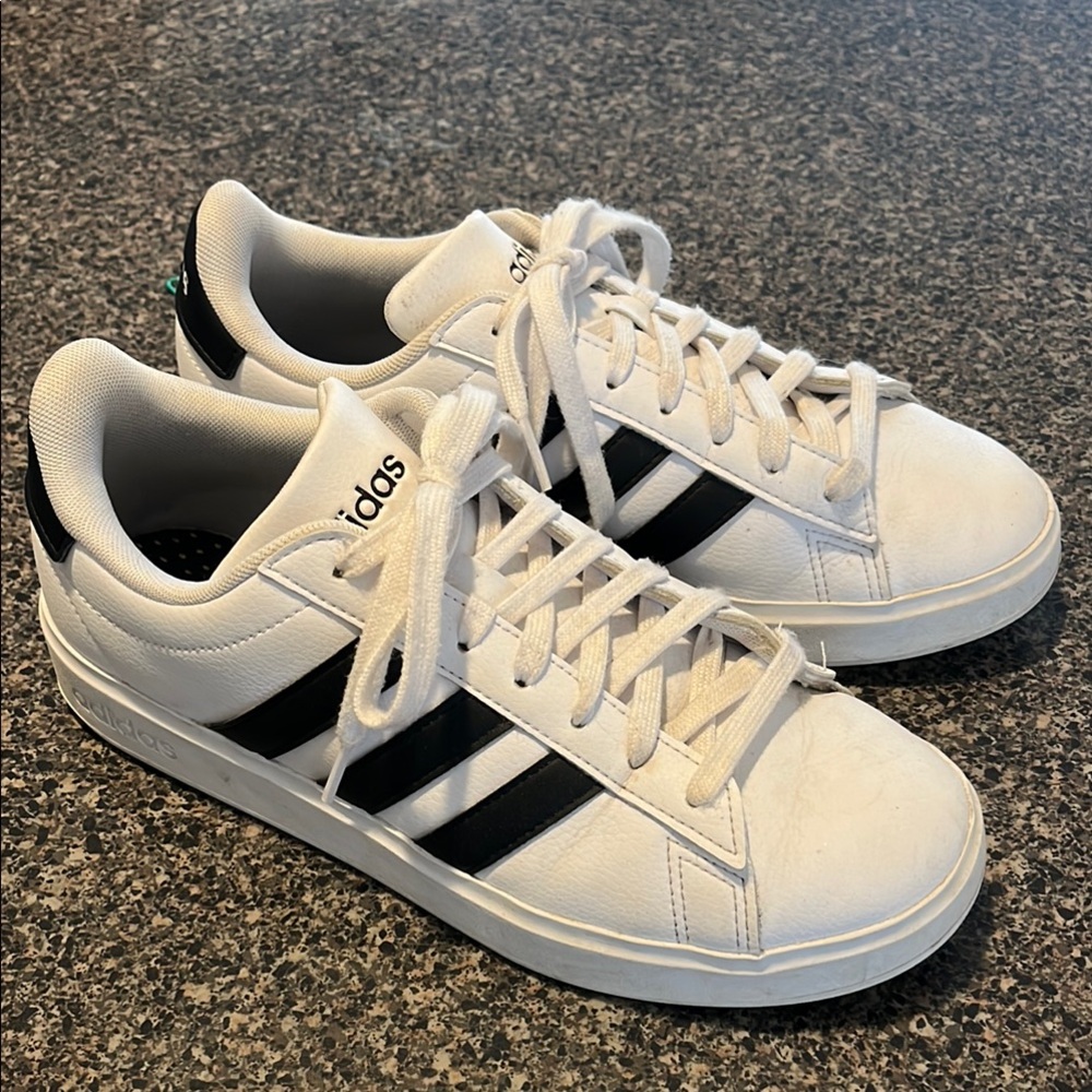 Adidas Women’s White and Black Grand Court 2.0 Tennis Sneakers